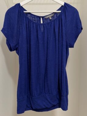 Y2K  Daisy Fuentes Royal Blue Short Sleeve Scoop Neck Blouse